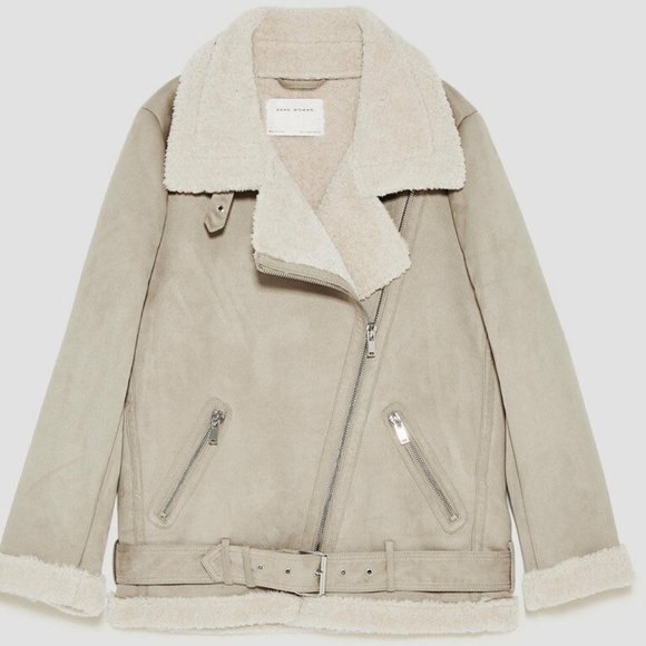 ❤️ NWT ZARA ICE FAUX FUR LEATHER BIKER JACKET - Picture 6 of 6